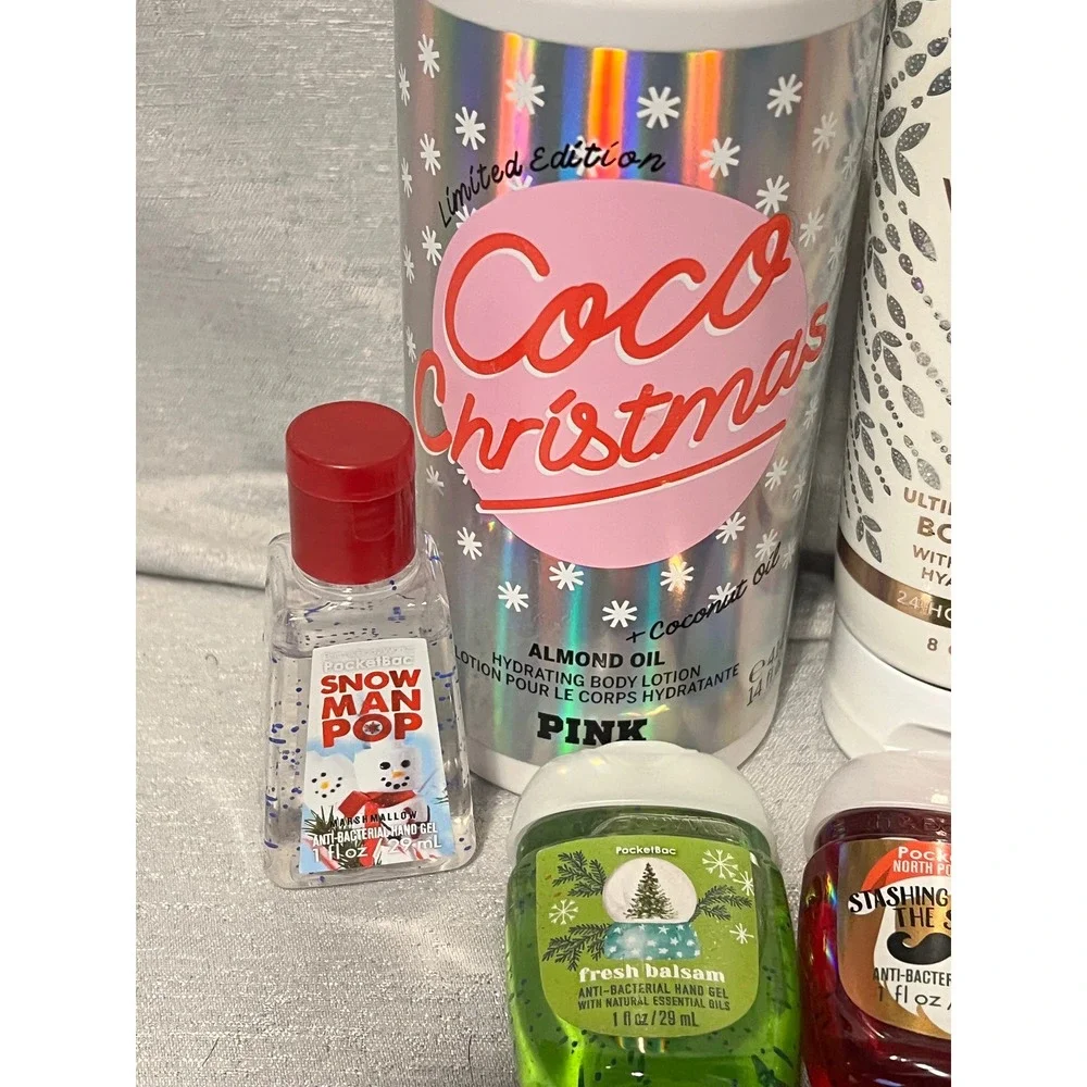 Bath Body Works Pure Wonder & PINK Coco Christmas Lotion Hand Sanitizer lot of 6